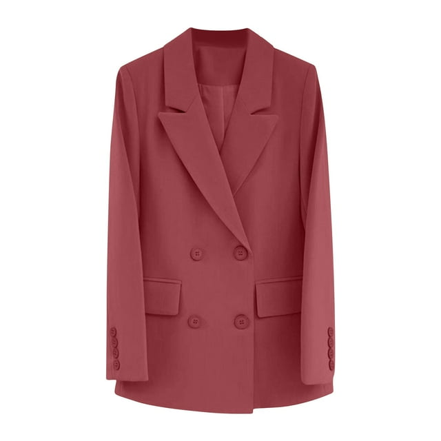Économies d'Automne! srobpty Blazer à Manches Longues pour Femmes, Veste de Costume à Col à Revers avec Poches Réelles Rouge, G