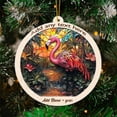thumbnail image 3 of Flamingo Stained Glass Suncatcher Ornament – Text Christmas 2025 Tree Decoration Gift for Family, Friends, Man & Woman, 3 of 6