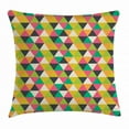 thumbnail image 1 of Geometric Throw Pillow Cushion Cover, Retro Hipster Pattern with Mosaic Tiles in Triangular Form Colorful Illustration, Decorative Square Accent Pillow Case, 20 X 20 Inches, Multicolor, by Ambesonne, 1 of 2