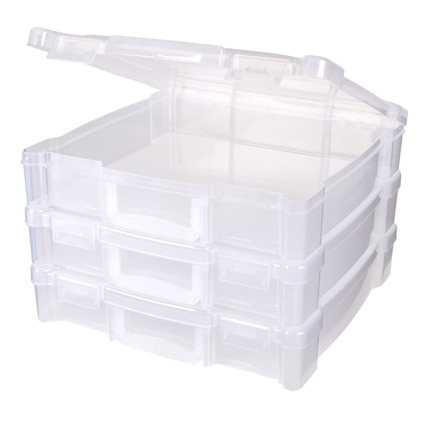Artbin Essentials Storage Box With Handle 12 By 12 Inch Art Craft Storage Container Clear 6913ab Walmart Com Walmart Com