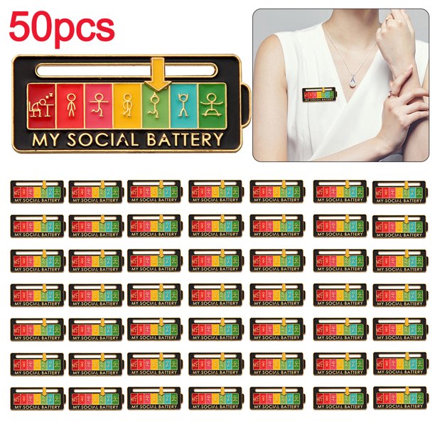 Social Battery Pin Solapa Pin emocional para todas las ocasiones (batería deportiva-Negro)