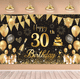 thumbnail image 1 of Fondo fotográfico para pancarta de cumpleaños de la era del oro negro, decoración de fiesta, bandera colgante, imagen de soporte de bandera, 1 of 2