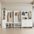 thumbnail image 3 of RichYa 65"H Hall Tree with Bench & Shoe Storage,Freestanding Coat Rack with Narrow Cabinets for Entryway, Living Room, White(D), 3 of 7