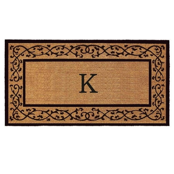 Calloway Mills  30 x 48 in. Abbington Monogram Rectangular Doormat, Natural & Black - Letter K