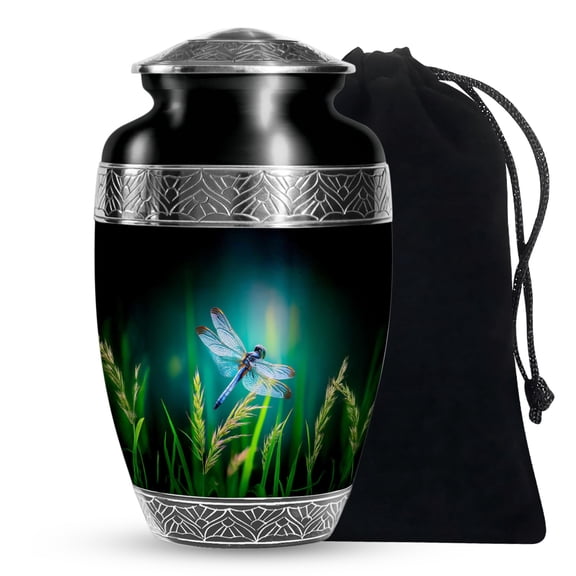 SABURIAL Dragonfly Urn - Large Handcrafted Burial Urns For Adult Women Ashes - Beautiful Funeral Urns For Mom Ash - Decorative Cremation Urn For Adult Ash - 10 Inch Large With Velvet Bag