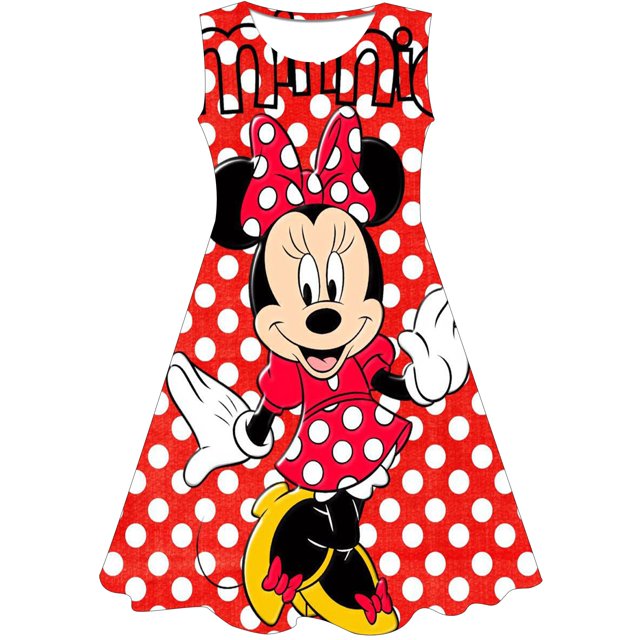 Disfraz de Minnie Mouse para niñas, vestido de princesa de manga corta, ropa 3D para fiesta de cumpleaños