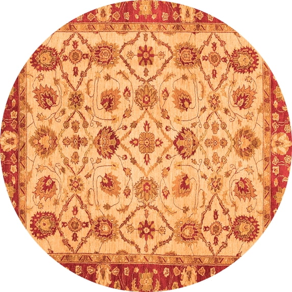 Ahgly Company Indoor Round Oriental Orange Traditional Area Rugs, 3' Round