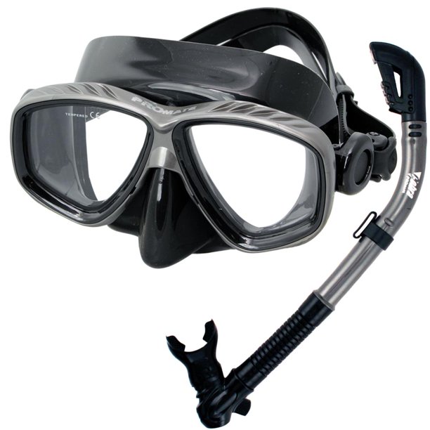 Promate Snorkeling Scuba Dive Dry Snorkel Mask Gear Set Bk Ti Walmart Com Walmart Com