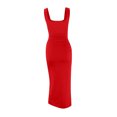 thumbnail image 4 of Vestido con tirantes y aberturas para mujer 2025 Summer - Cuello cuadrado, sin mangas, poliéster, fiesta/casual, XS-L, 4 of 5