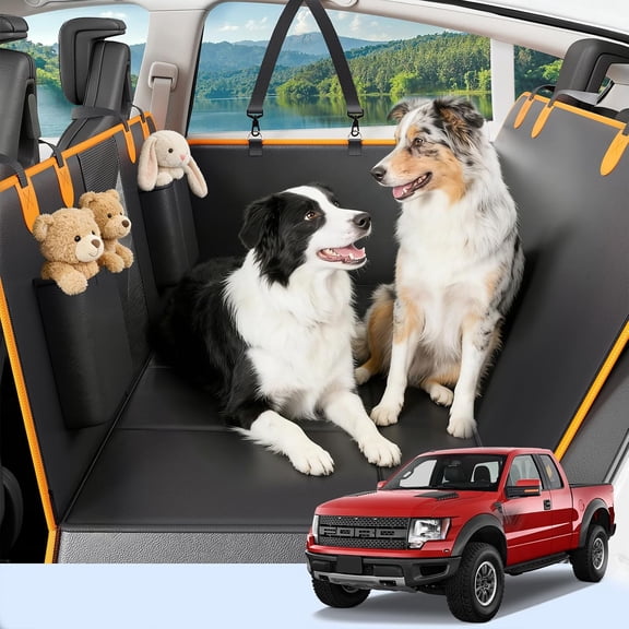 Back Seat Extender for Dogs,Hard-Bottom Waterproof Dog Seat Cover for Truck | PU Leather Backseat Bridge Platform,2026 Upgraded Material,Anti-Slip,Durable,Holds 400lbs,Easy to Install(Black Brown)