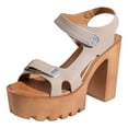thumbnail image 5 of Rokment Womens Chunky Block High Heels Dressy Sandals 2026 Ladies Fashion Casual Leather Ankle Strap Platform Extra Heeled Summer Dress Shoes Comfortable Beige Size 6.5, 5 of 7