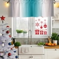 thumbnail image 5 of Turquoise Gray Ombre Curtain Valances for Windows, Kitchen Valance Window Treatments Panel 2 Pack, Farmhouse Teal Gradient Modern Art Rod Pocket Short Curtains for Bathroom Bedroom 54 x 18 Inch, 5 of 8