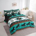 thumbnail image 3 of jejeloiu Boho Bohemian Print Bedding Comforter Set 7 Pieces,Western Cowboys Horse Full Bedding Set,Ancient Dreamcatcher Fitted Sheet Flat Sheet For Boys Kids,Lightweight Bedroom Decorative Reversible, 3 of 8