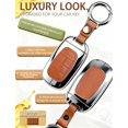 thumbnail image 4 of Key Fob Cover Compatible with Honda Accord Civic CR-V HR-V Pilot Ridgeline 2022-2026 5 Button Metal Keychain Case Holder Protector,brown, 4 of 5