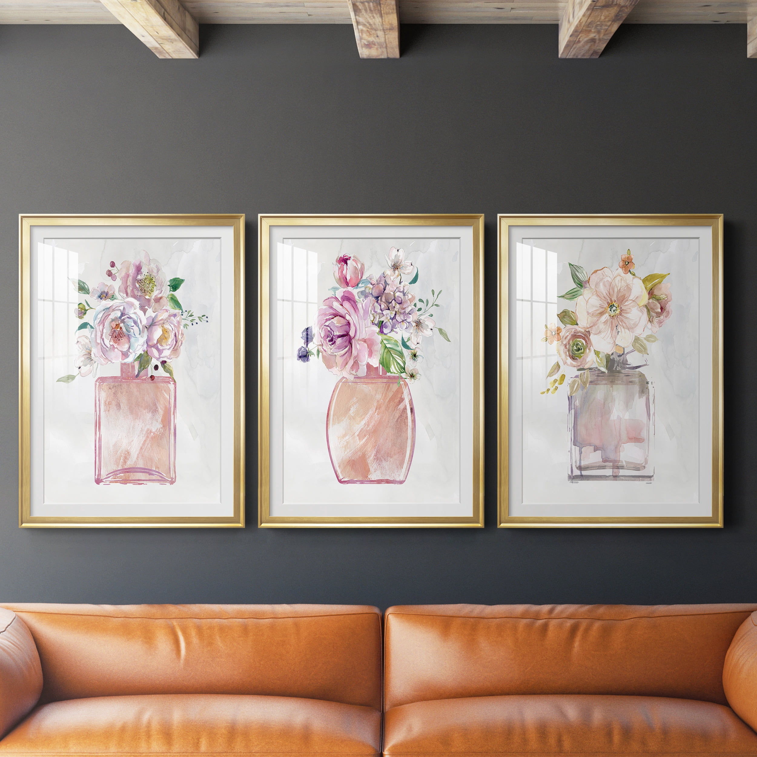 Fragrance of Summer I Premium Framed Prints Set of 3 - Ready to Hang - 30.5 x 42.5 Each - Gold Frame