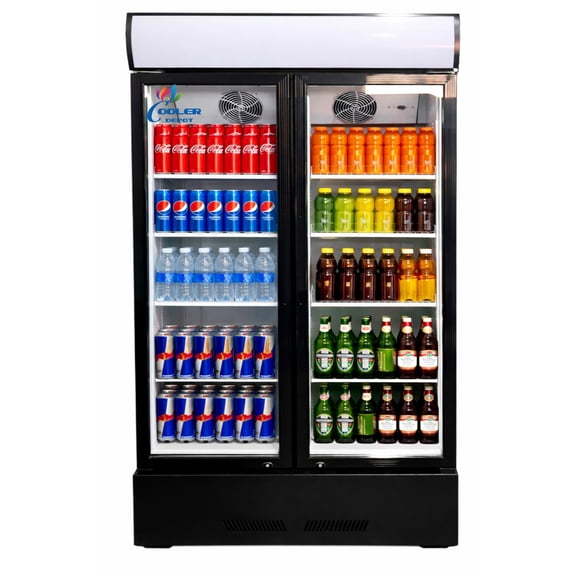 39 inch, 15 1/2 cu.ft, Commercial Refrigerator Merchandiser, 2 glass door cooler, NSF Certified.
