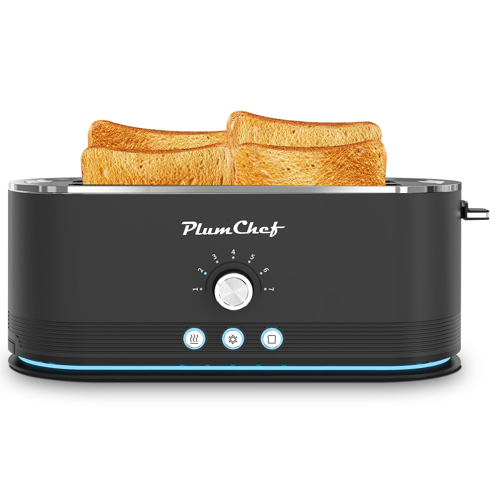 4-Slice Toaster, 7 Browning Settings, Defrost/Reheat Functions, Full body Stainless Steel Housing 1400W ,Anti-Fingerprint & Anti-Jam(black)