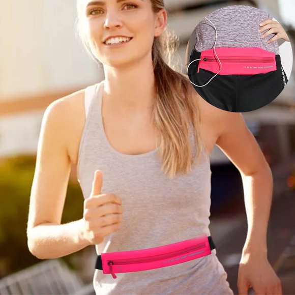 BKER Sac Banane pour Course à Pied pour Femmes et Hommes Sac Ceinture Bandoulière avec Sangle Réglable pour Randonnée Sport Voyage Noir