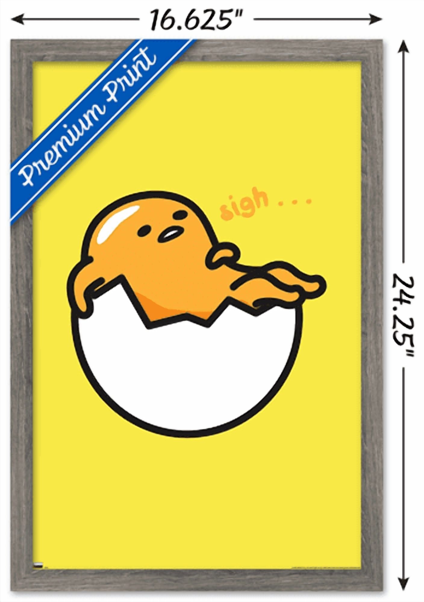Gudetama - Sigh Wall Poster, 14.725" x 22.375" Framed
