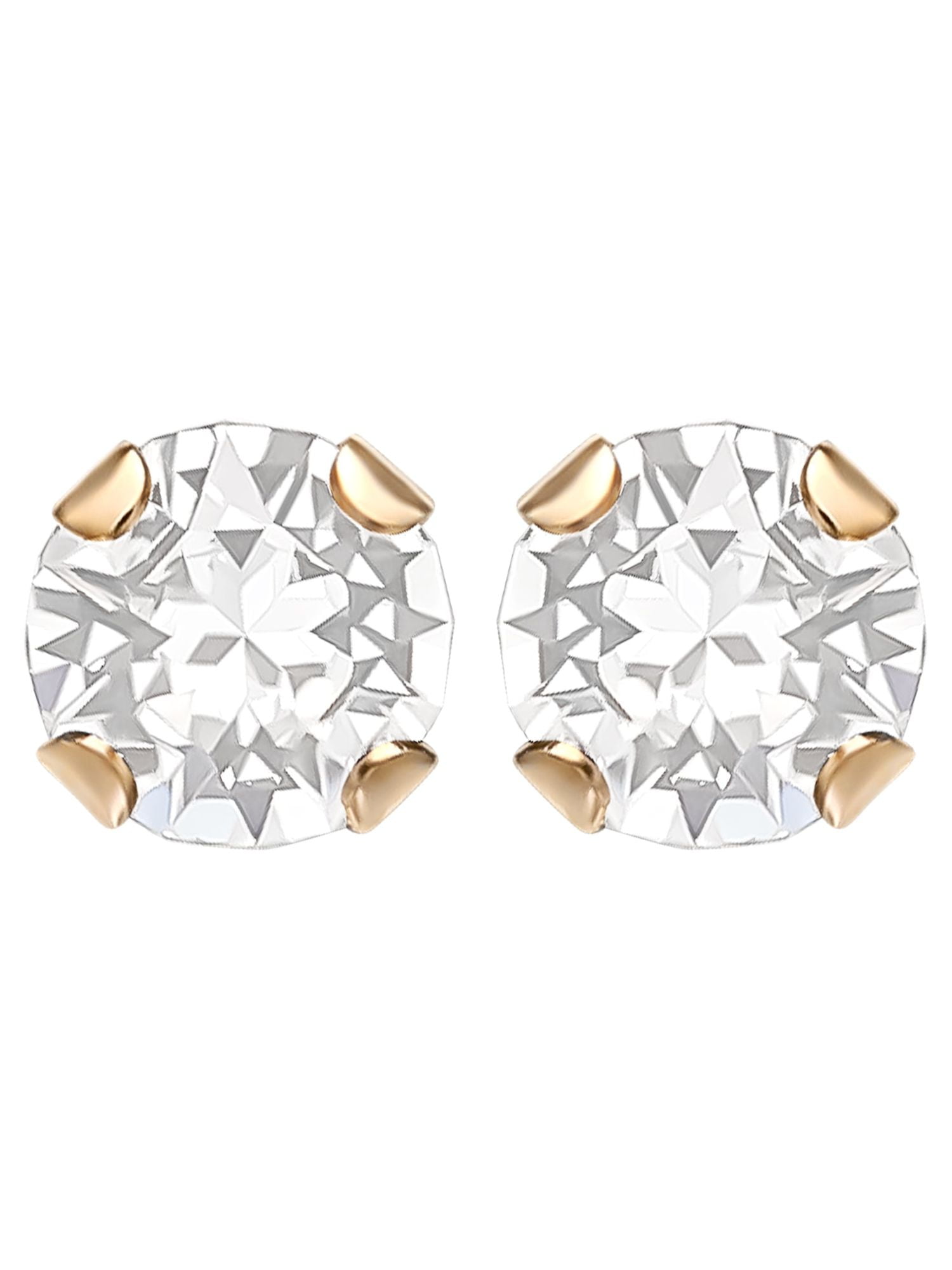 Brilliance Fine Jewelry 14K Yellow Gold Girl's April Crystal Stud Earrings