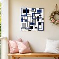 thumbnail image 6 of Canvas Wall Art, Navy Blue Black Grey Geometric Framed Canvas Prints for Living Room, Middle Century Modern Abstract Art Gallery Wrapped Wall Decor for Home Office, Gifts, 12"x12" Ship Next Day, 6 of 9