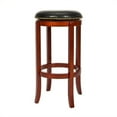 thumbnail image 2 of Home Square Aiden 24" Oak Leather Counter Stool in Cherry - Set of 3, 2 of 2