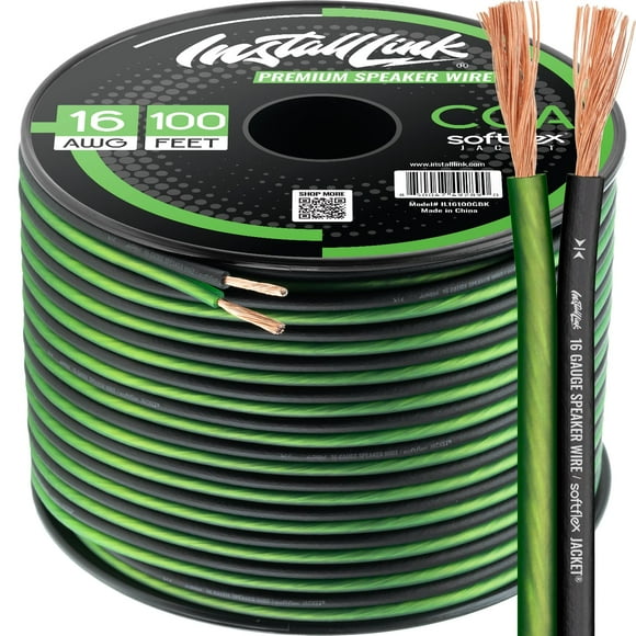 Cable de altavoz, calibre 16 AWG, 100 pies/30,5 m, estéreo CCA