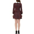thumbnail image 3 of Allegra K Women's Halloween Costumes Contrast Peter Pan Collar Long Sleeve A-Line Plaid Dress, 3 of 5