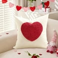thumbnail image 6 of Valentines Day Soft Plush Love Heart Pillow Covers,18x18/12*20Inch,Faux Fur Wool Decorative Anniversary Cushion Case for Sofa Home Decoration Red, 6 of 7