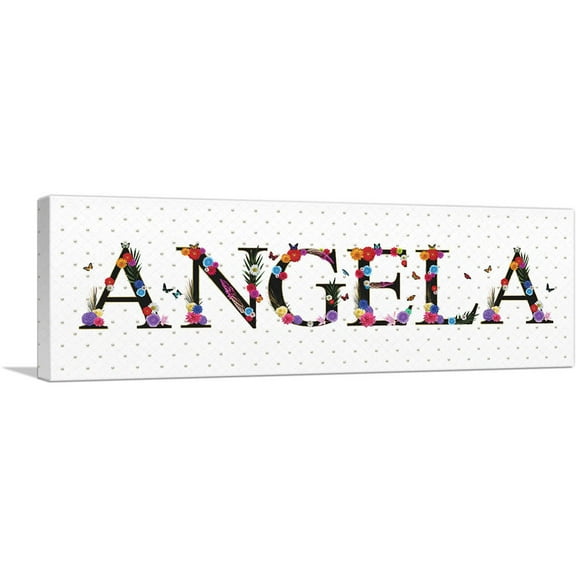 ARTCANVAS ANGELA Girls Name Room Decor Canvas Art Print - Size: 36" x 12" (0.75" Deep)