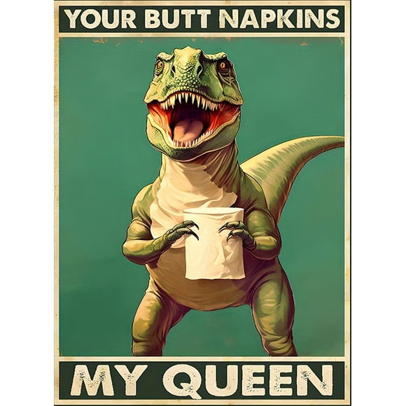 Funny T-Rex Bathroom Wall Decor Poster Perfect Dinosaur Canvas Prints for Bathroom Wall Art Home Decor Paintings50 x 70 cm (without frame),6