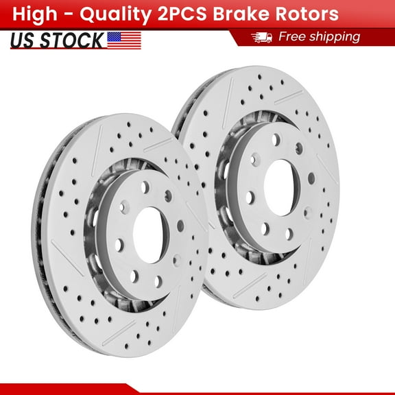 ACB ZONE Front Brake Rotors Set for Chevrolet Aveo Aveo5 Spark EV Pontiac G3 Wave Suzuki Swift, Drilled & Slotted Disc Rotors Kit (580212LR)