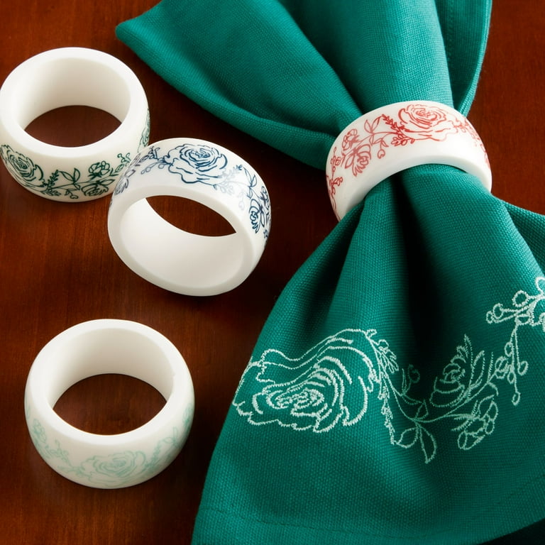 The Pioneer Woman Wishful Winter Napkins And Napkin Rings Set Multicolor 8 Piece