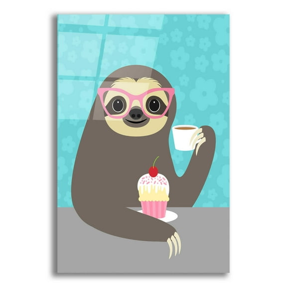 Epic Art 'Diva Sloth' by Nancy Lee, Acrylic Glass Wall Art, 12"x16"