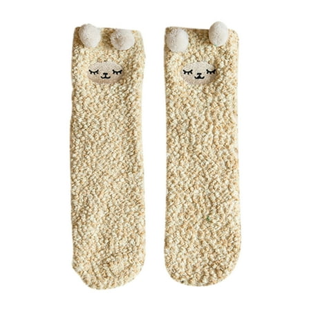 

Christmas Socks Women s Warm Coral Plush Middle Tube Socks Stockings Warm Winter Holiday Fluffy Slipper Socks for Women Girl