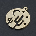 thumbnail image 2 of 5pcs 201 Stainless Steel Laser Cut Pendants Flat Round with Cactus Golden 20.5x18x1mm Hole: 1.4mm, 2 of 2