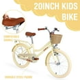 thumbnail image 5 of Girls Bike with Basket for Kids 7-10, 20" Kids' Bicycles Leather Saddle & Safety Bell, Yellow, 5 of 6