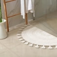 thumbnail image 4 of Cotton Half Circle Boho Bathroom Rug with Antiskid 22"x36" Ivory – 100% Cotton Scalloped Bath Mat, Anti‑Skid, Soft & Absorbent Bathroom Rug for Shower, Tub & Entryway, 4 of 5