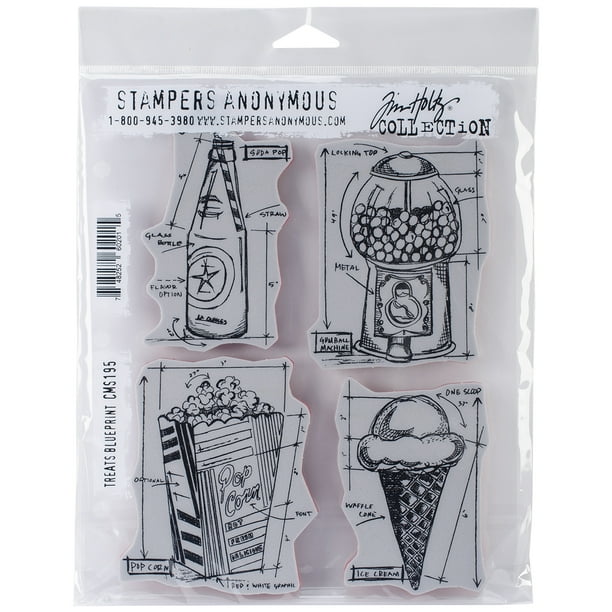 Tim Holtz Cling Stamps 7"X8.5"Treats Blueprint