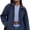 Blue, variant on EMMIOL Women's Vintage Washed Denim Jacket Oversized Zipper Front Contrast Collar Jean Jacket with Pockets Casual Y2K Streetwear