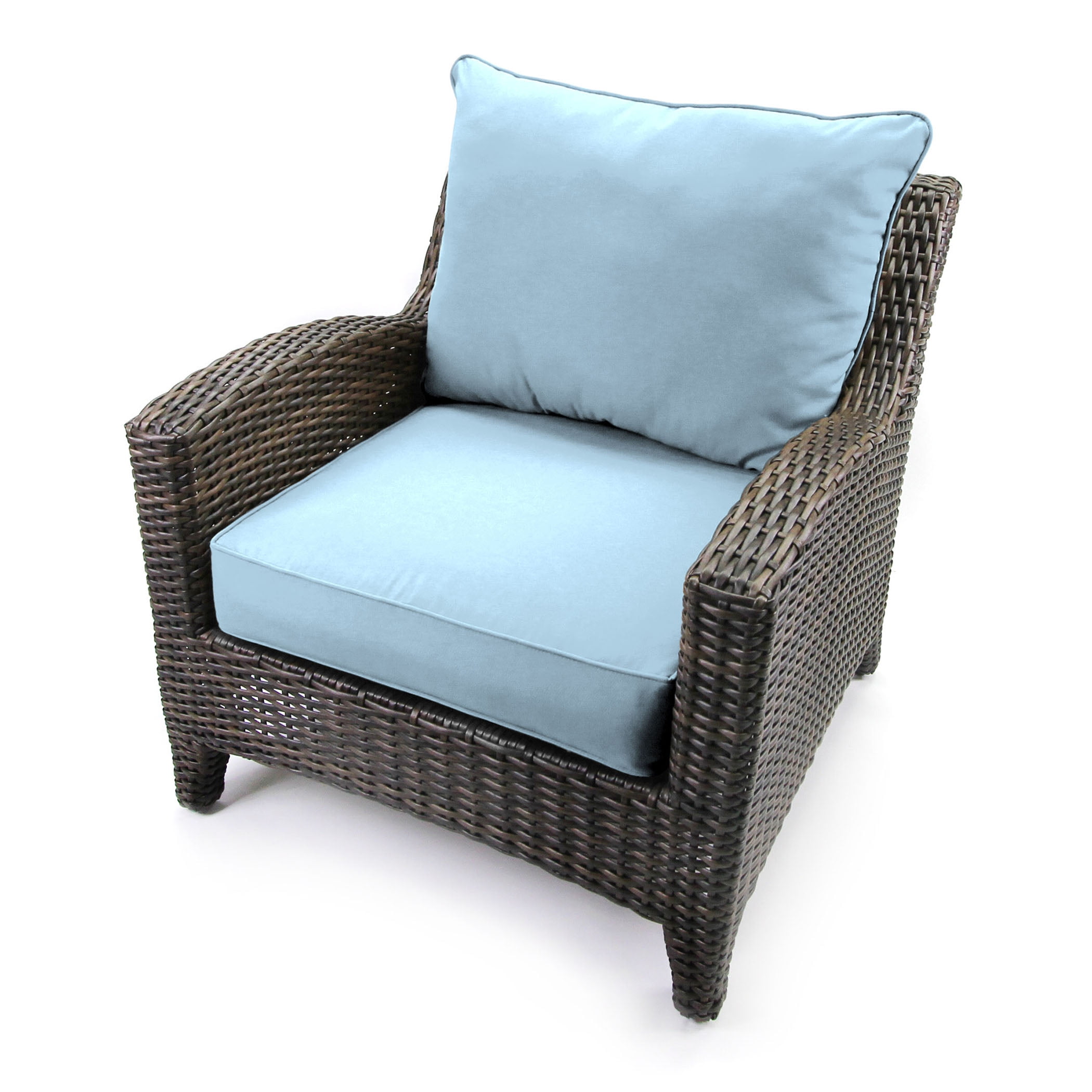 Jordan Manufacturing Sunbrella 46.5" x 24" Canvas Air Blue Solid Rectangular Outdoor Deep Seat Chair Cushion Set with Welt