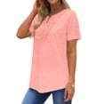 thumbnail image 3 of UVN Blouses for Women Summer Short Sleeve V Neck Lace Shirts Dressy Casual Boho Tunic Tops, 3 of 8