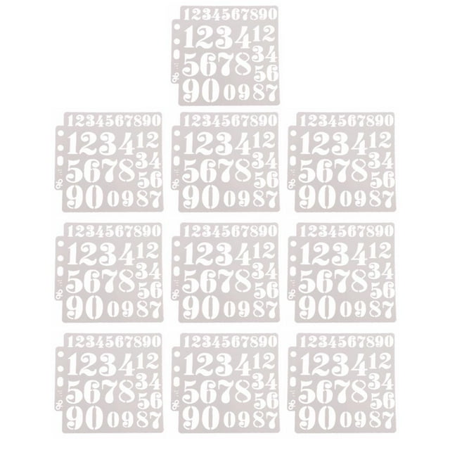 10PCS Drawing Stencil Hollow Out Number Design Art Painting Template for Craft Scrapbooking DIY Cake Coffee Decor (S75)