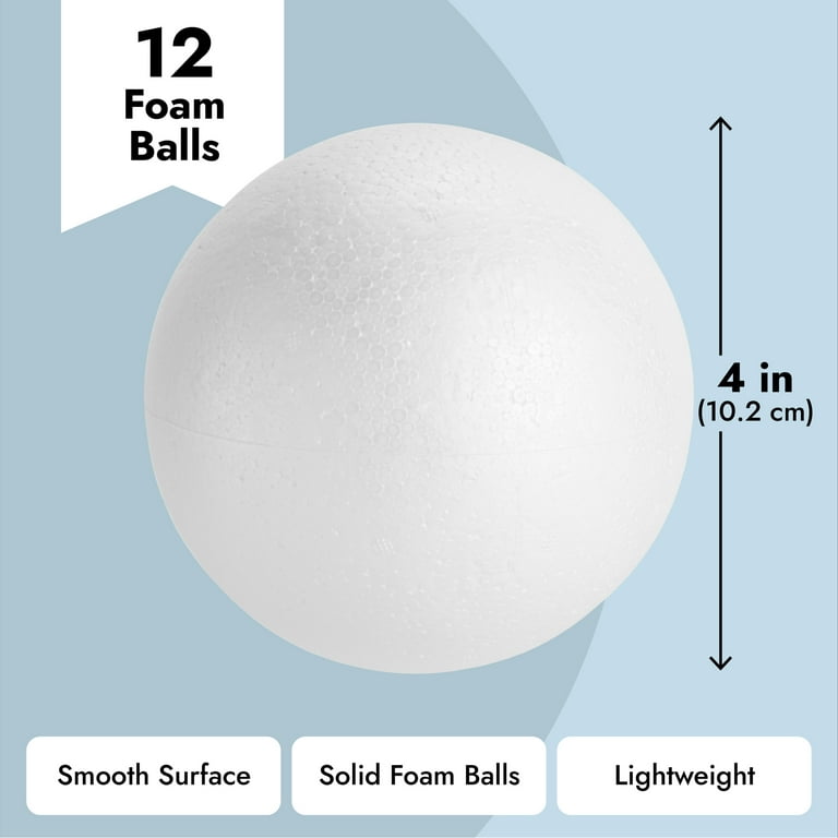 Bright Creations 5 inch Foam Balls for Crafts - 4 Pack Solid Round White Polystyrene Spheres for Ornaments, DIY Projects, Craft Modeling