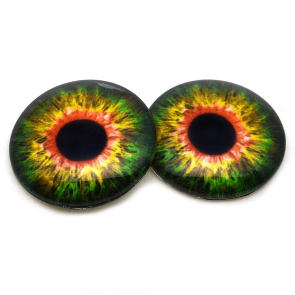 Sensational Green and Orange Creature Glass Eyes