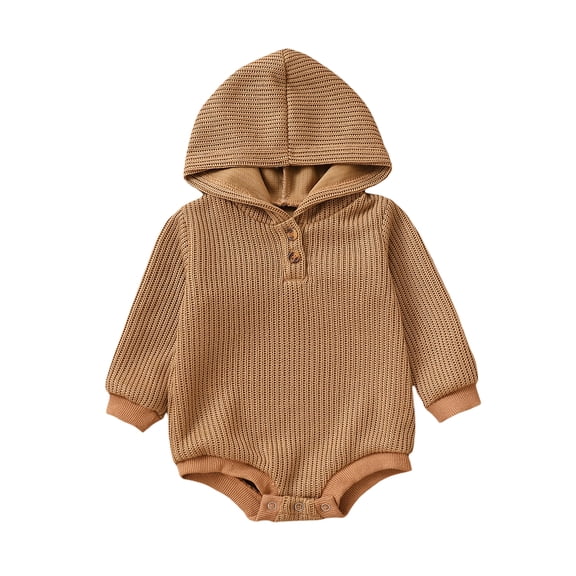 Bagilaanoe Newborn Baby Girl Boy Hooded Rompers Long Sleeve Knitted Bodysuits 3M 6M 12M 18M 24M Infant Casual One Piece Short Jumpsuit