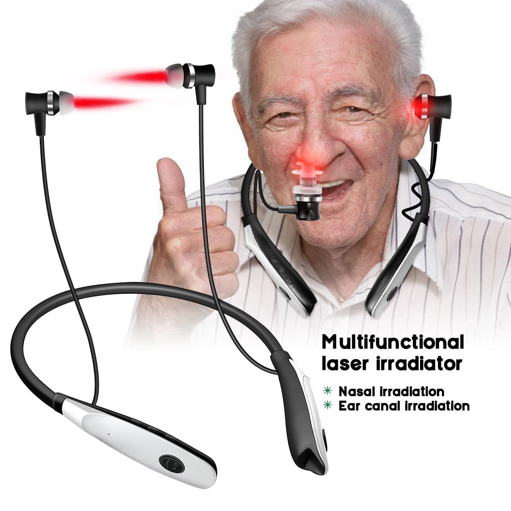 Red Light Therapy Device for Nose Ears 650nm Portable Red Light Ear Therapy, 2 in 1 Laser Headphones Device Kit With Ear Canal Silicone Cover and Nasal Silicone Sleeve