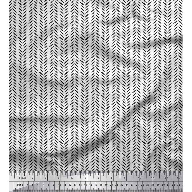 Soimoi Silk Fabric Leaves Block Print Fabric by The Yard 42 Inch Wide