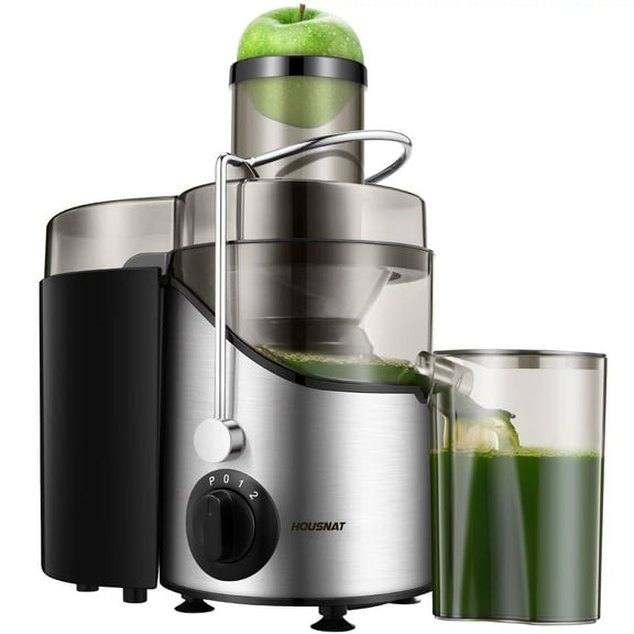 HOUSNAT Juicer Extractor Easy Clean, 3'' Wide Mouth, 3-Speed Control, Non-Slip Black