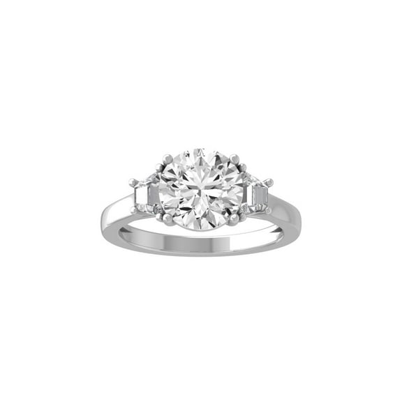 ARAIYA FINE JEWELRY Sterling Silver Lab-Grown Diamond Three Stone Engagement Ring (3 Cttw, D-F Color, VS1 Clarity) Size 10